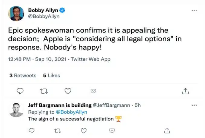 Epic spokeswoman tweet