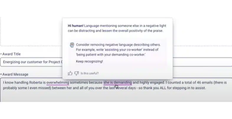 Nominator Chooses to Have Inclusion Advisor Review Message